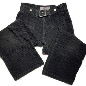 Vtg 90s Y2K black corduroy wide leg flare pants Clueless punk goth grunge L